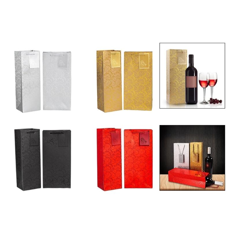 6 Pack Paper Wine Gift Bags Elegant Wine Presentation Bag Perfect for Anniversaries Weddings and Birthday Celebration
