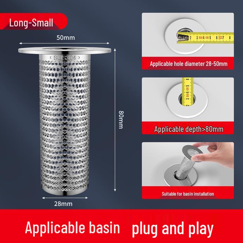 Stainless Steel Anti-Clogging Insect-Proof Hair Drain Filter Mesh for Bathroom Basin