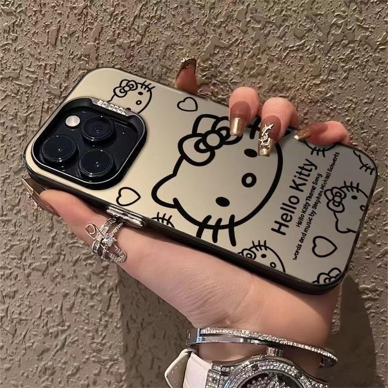 Applicable To Apple 16 Mobile Phone Case 16plus New 15promax Simple Huawei Cartoon Female Big Head Kitty Cat