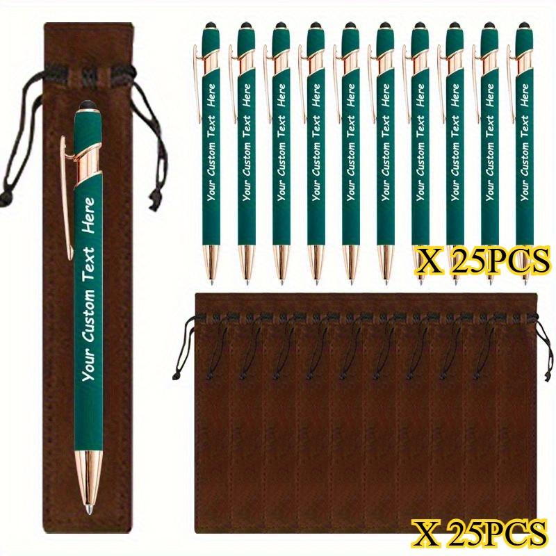 25Sets Customizable Ballpoint Pens Luxury Soft Touch round Writing Tools with Brown Cases - Includes 25 Pens And 25 Brown Bags