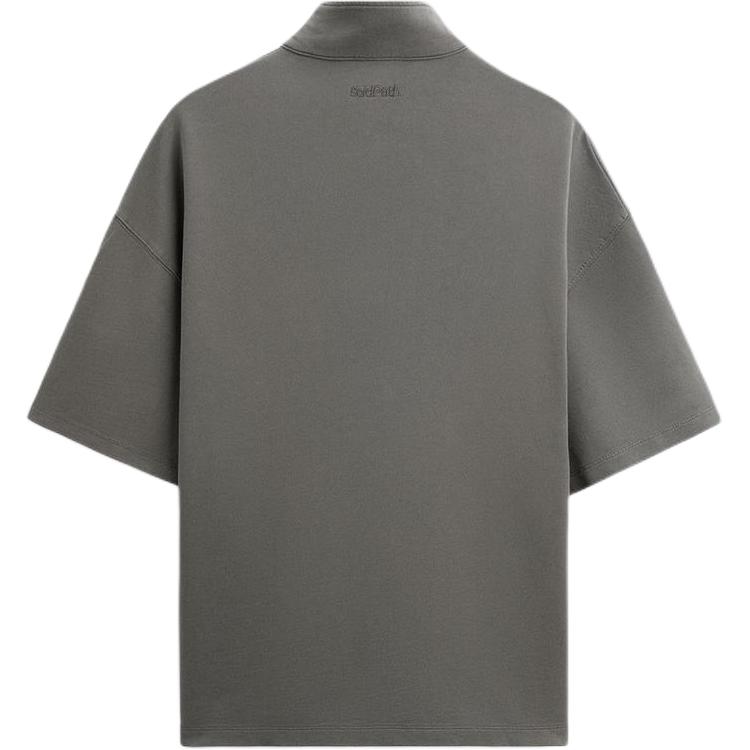 Zara Solid Color Stand Collar Pullover Short Sleeve Sweatshirt Men Sweatshirt Medium-Gray 2795310-809