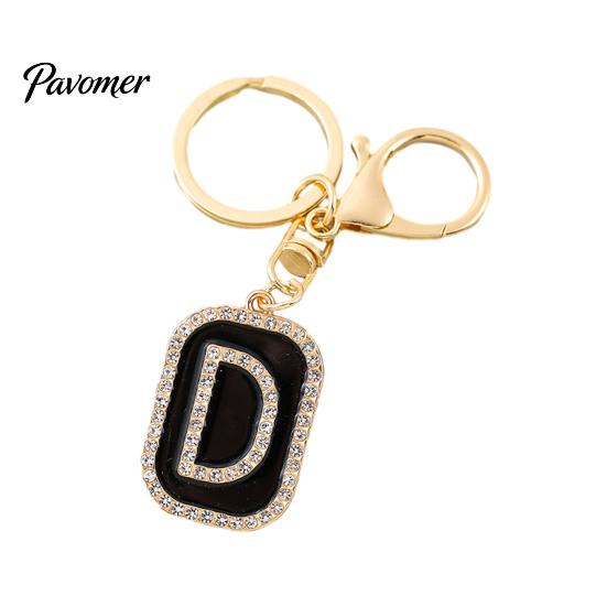 26 Alphabet Charm A-Z Rhinestone Letter Keychain, Zinc Alloy Capital Keyring, Plated for Handbags and Backpacks Decorative Key Accessory