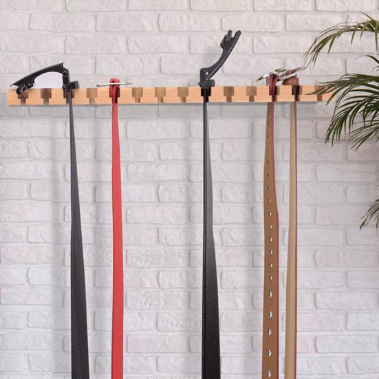 Wooden Belt Hanger 2-in-1 Design 14 Slots Space-Saving Eco-friendly Multifunctional Belt Organizer for Closet