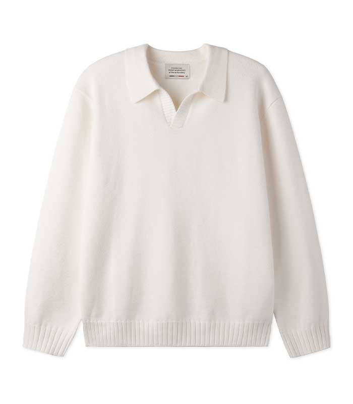 Wool Blend Open Collar Sweater [Ivory] Ivory/L