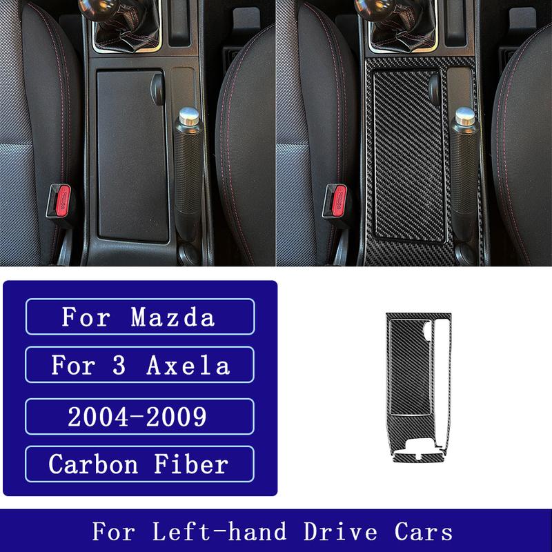 For Mazda 3 Axela 2004-2009 Carbon Fiber Centre Handbrake Storage Panel Trim Cover Car Accessories Interior Decorative Stickers