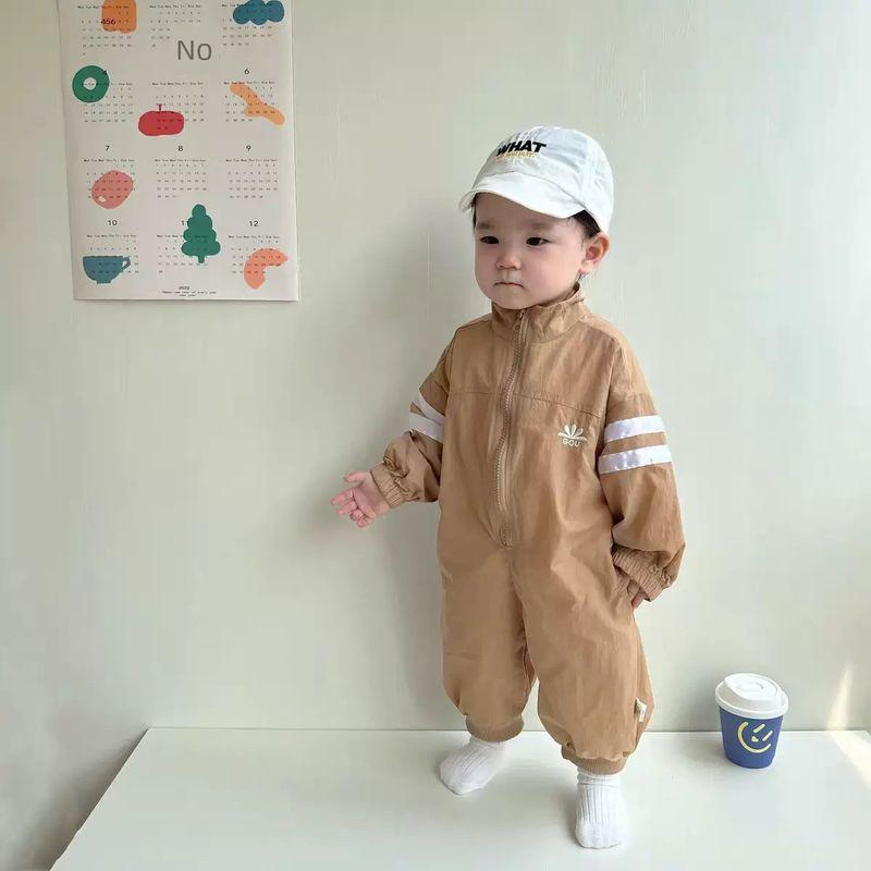 Korean-Style Children's Clothing, Same Style as Little Orange, Waffle-Patterned Baby Jumpsuit, Anti-Dirt Outdoor Wear