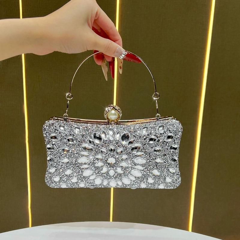 Diamond-studded Evening Bag for Ladies, Fashionable Handbag, Light Luxury Crossbody Bag, Glittering Diamond Clutch Bag