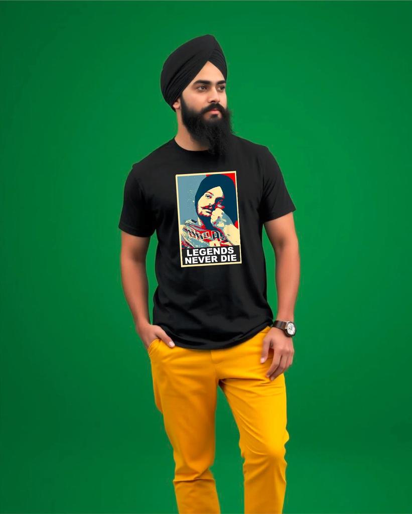 Sidhu Moosewala Mens T-Shirt Punjabi Rapper Singer Hip Hop Tribute Gifts Tee Top