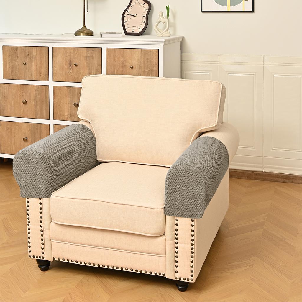 2pcs/1set Modern Simple Household Sofa Armrest Gloves Thickened Anti-dirty Home Fabric Protective Cover Simple Solid Colour