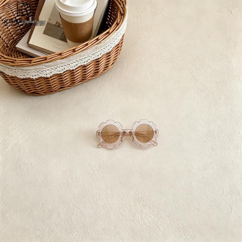 Korean Style Sunflower Glitter Jelly Children's UV Protection Sunglasses