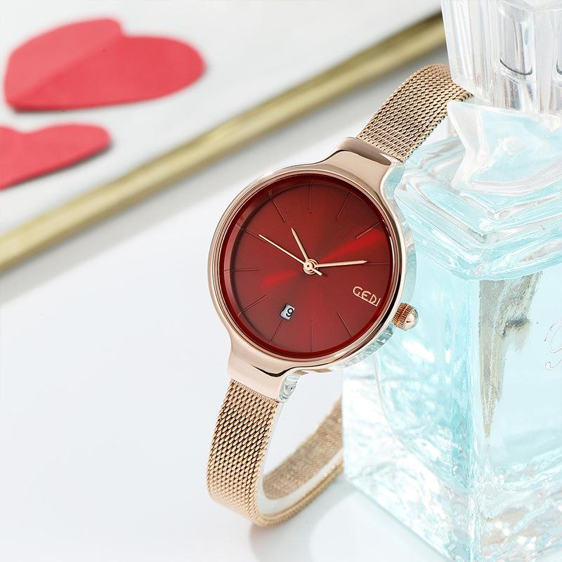 Women s Japanese simple wind calendar watch temperament light and small with the same mesh watch