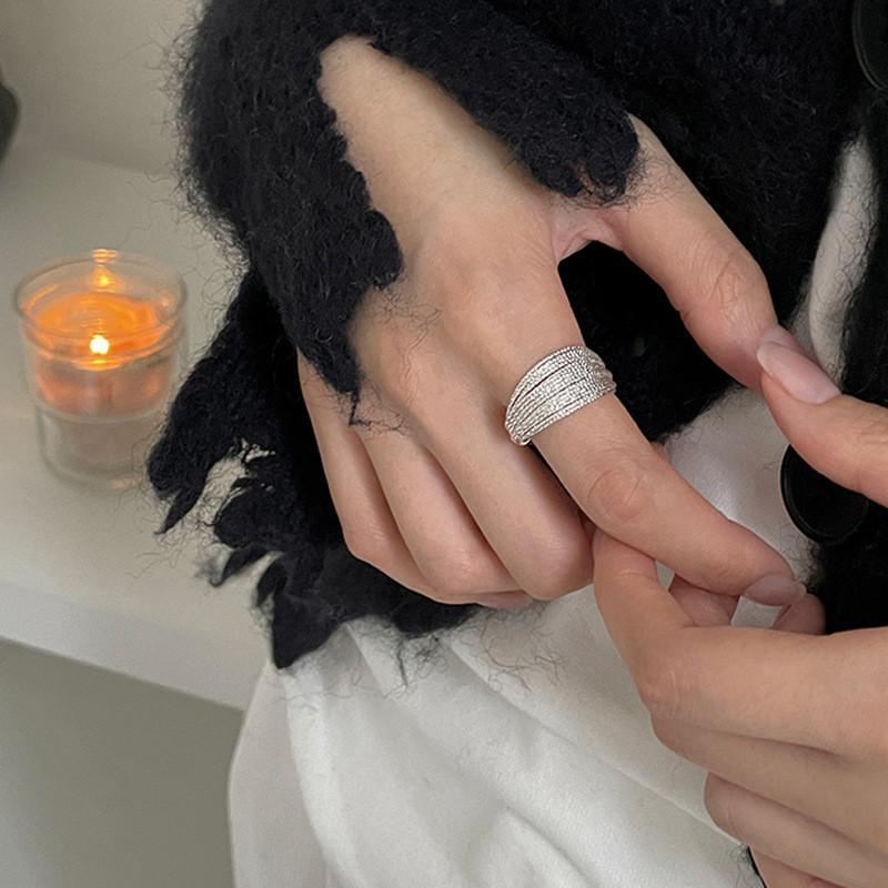 Exquisite Geometric Open Adjustable Copper Ring For Women In Vintage Minimalist Style