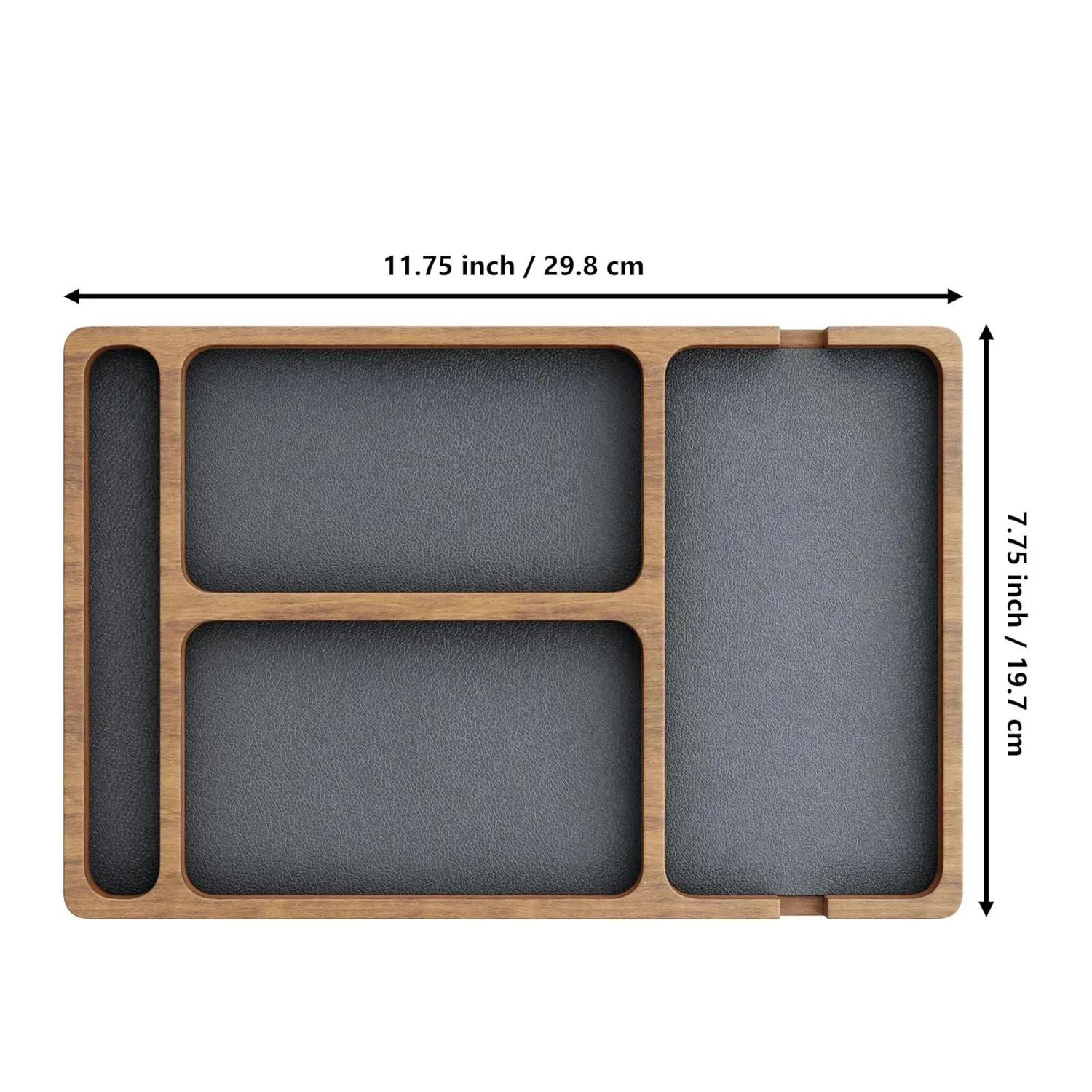 

Деревянный настольный ящик для хранения офисных принадлежностей, коробка-разделитель из массива дерева, ящик для хранения мобильного телефона, наушников, мелочей, деревянный органайзер-лоток