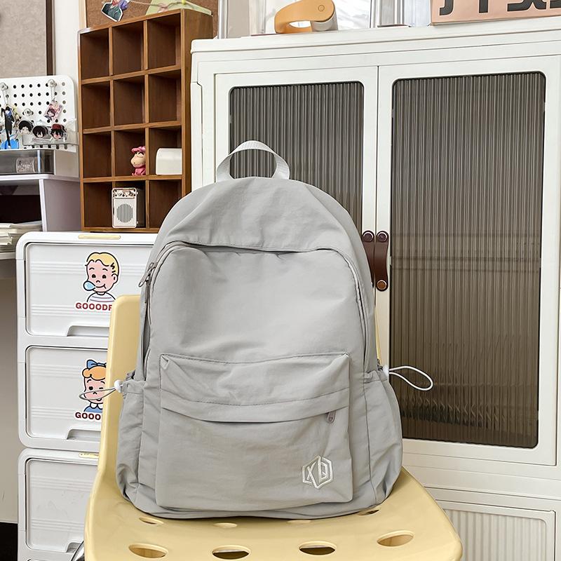 Schoolbag schoolbag female college student solid color simple design junior high school backpack, Korean version ins Mori girl treasure backpack