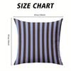Contrasting Brown & Blue Stripes Square Jacquard Pillow Cover for Sofa Office Waist Cushion Cover Home Decorative Pillowcase