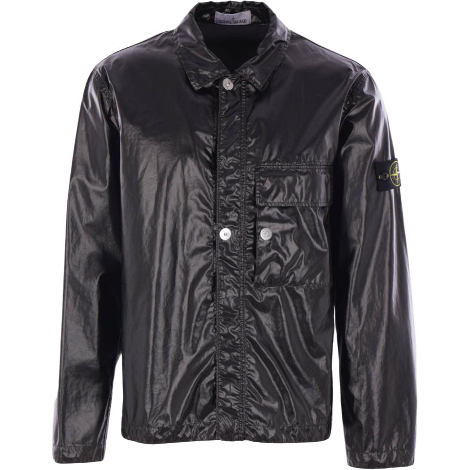 

Куртка чоловіча Stone Island однотонна з коміром поло на одному ґудзику з довгим рукавом Чорна K1S1512000-01S0022-V0029 XL