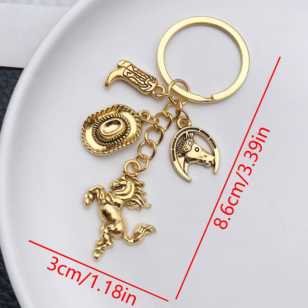 Antique Gold Western Cowboy Hat and Boots Keychain Ornament