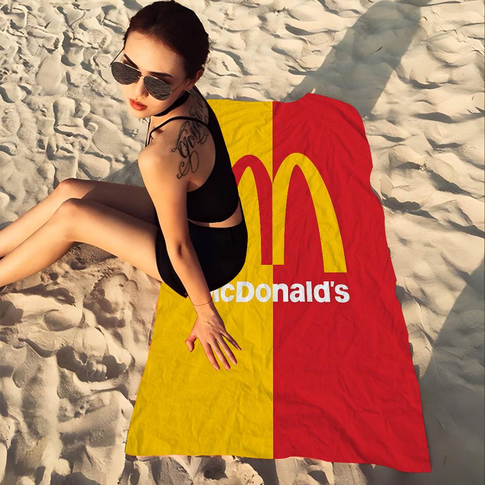 M Famous LOGO M-McDonaldes Beach Towel Bath Towels For Girl Microfiber Quick Dry Sand Free Beach Yoga Spa Gym Pool