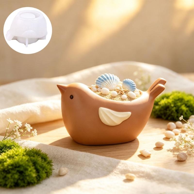 DIY Bird Container Molds for Casting Projects, Open-Top Flexible Craft Tool for Decorative Home Display Work for Projects