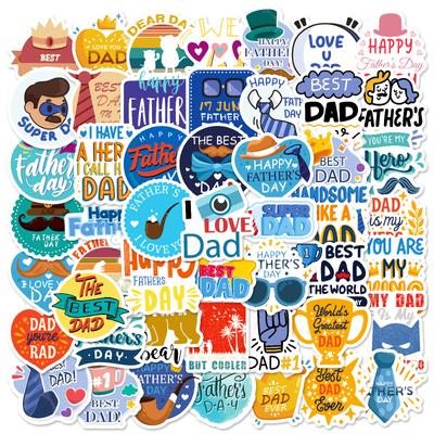 50 PCS Father's Day Stickers - Creative Text Decals for Cards, Gifts, Travel DIY
