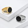 Leichter Luxus Schwarzer Stein Titanstahl Ring Ring Persönlichkeit Mode Herren Edelstahl Hand Schmuck