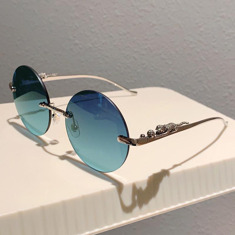 Luxury Causal Rimless Sunglasses Women Sunscreen Fashion Metal Glasses Uv400 Glasses Outdoor Driving Alloy Eyeglasses