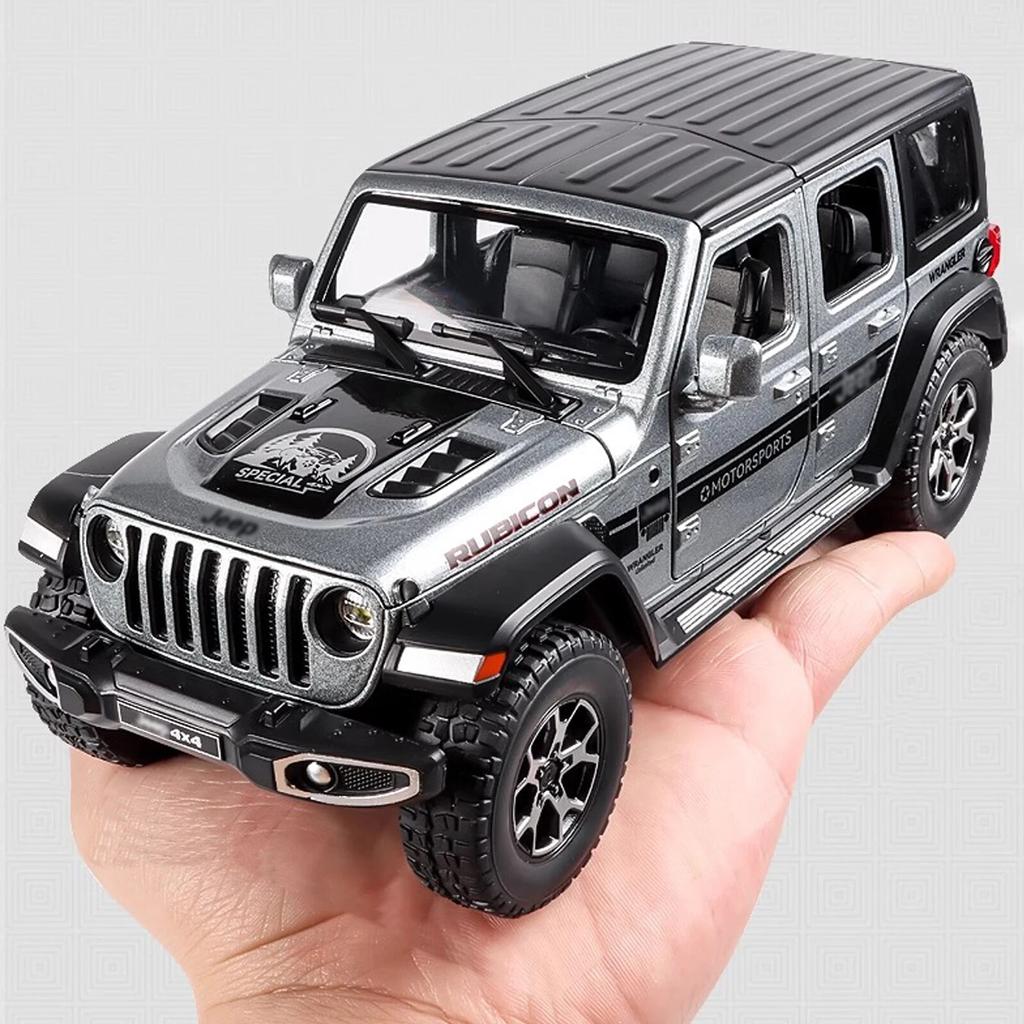 1/22 Model Jeep Wrangler Diecast Toy Car Model, Scale Metal Alloy Vehicle for Kids Boys Girls Adults, Doors Open,Gifts Gray
