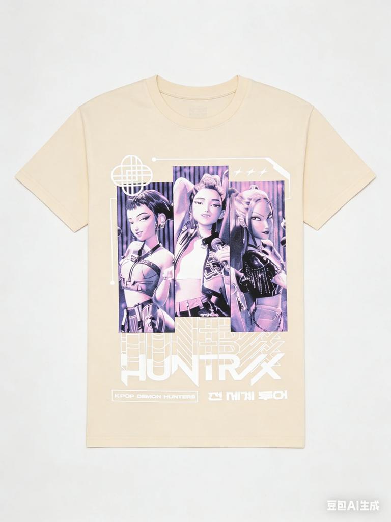 KPop Demon Hunters Huntrix Trio Tonal T-Shirt Summer Men's and Women's Clothing Hip-hop High Quality Short Sleeved Y2K T-shirt