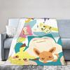 Kawaii Pocket Monster Blanket Velvet Spring/Autumn Multifunction Super Soft Throw Blanket for Bedding Travel Quilt