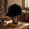 Casco de Montar de Terciopelo con Carcasa Redondeada, Ala Corta Negra, Equipo Deportivo para Jinetes