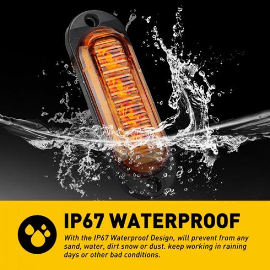 4PCs Side 4-LED Amber Marker Lights Lamp Clearance Fit RV Truck Trailer Boat Van