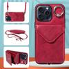 Suitable for iPhone16 Mobile Phone Case 15plus Lychee Pattern Ring Buckle Card Bag Diagonal Span Protective Case 14Pro
