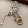 Vintage Art Ancient Coins Goddess Of Victory Pearl Chain Adjustable Necklace Necklace French Vintage Light Luxury Elegant And Natural