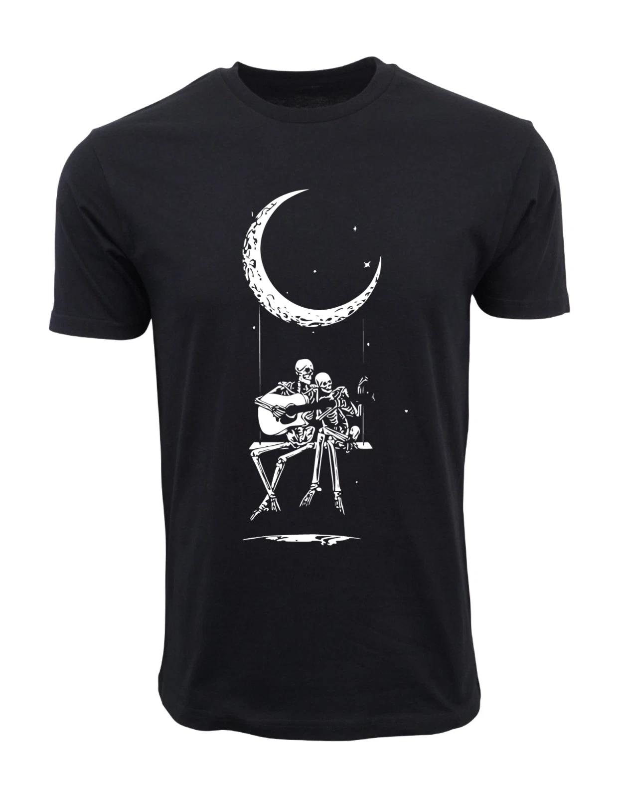 Unisex Adult Casual Graphic MOON SKULLY T-Shirt Shirt XL