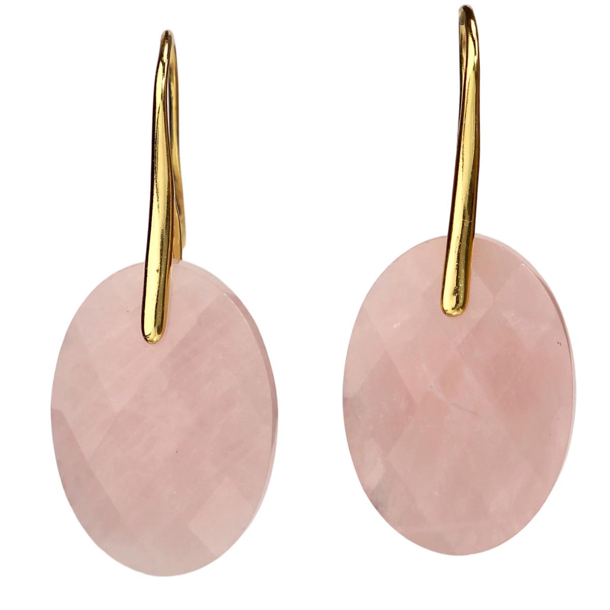 Elegant Pink Crystal Pendant Earrings: European & American Style, Light Luxury with Natural Stone Drops
