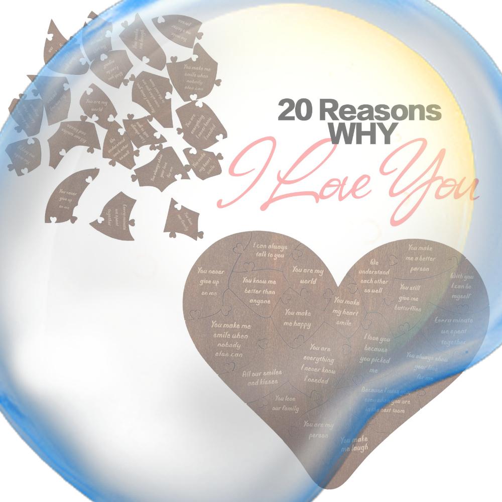 

20 Reasons Why I Love You Heart Puzzle with Gift Box Romantic Heart Wooden Puzzle for Boyfriend Girlfriend Husband Wife China Mainland