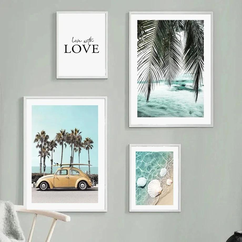 Green Beach Scenery Seascape Landscape Aesthetic Canvas Painting Posters and Prints Wall Art Picture For Living Room Decoration
