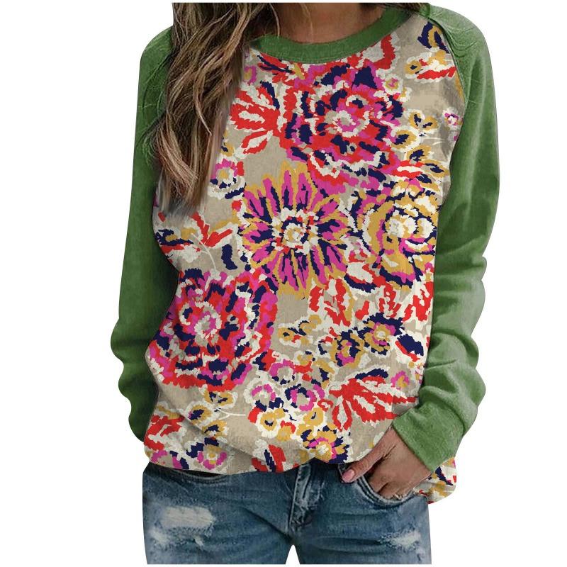 Women's hoodie 3D digital printed round neck hoodie with shoulder inserts for autumn winter women's wear