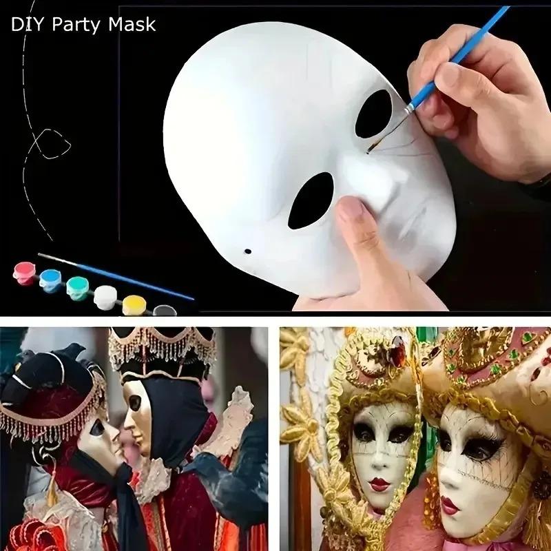 1/8pcs DIY White Masks Halloween Paper Mache Full Face Paintable Cosplay Craft Party Supplies Unisex Face Cover Costume Prop