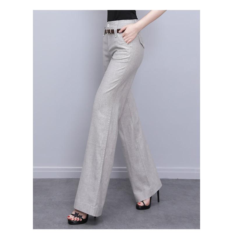Harajuku Office Summer High Waist Women's Wide Leg Capris Suit Pants for Women Cotton Linen Baggy Straight Pants Woman Trousers