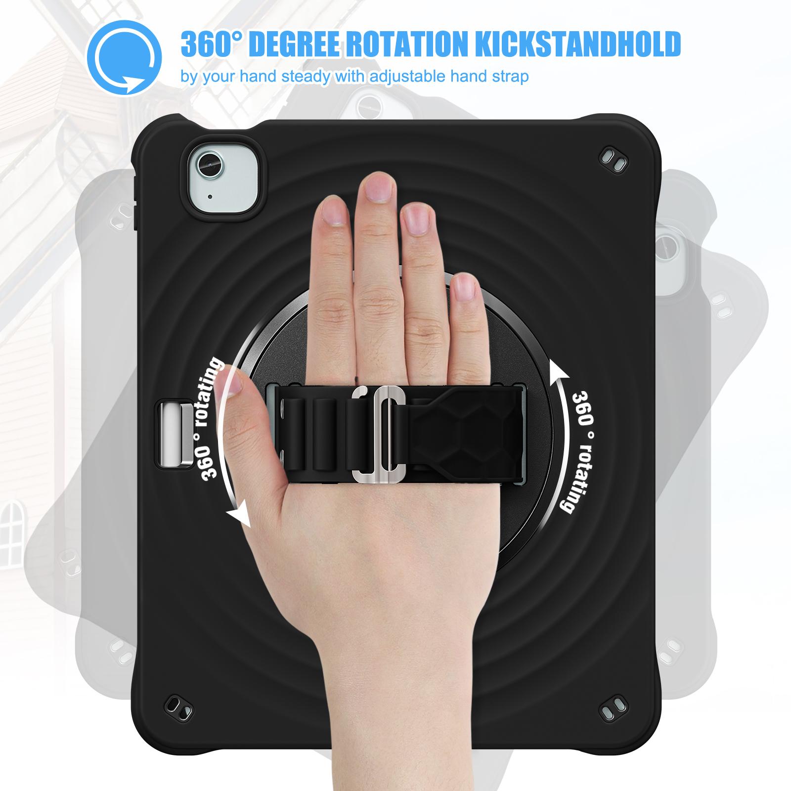 

For iPad Air 13 (2025)/(2024)/Pro 12.9 (2022)/(2021)/(2020)/(2018) Case Kickstand TPU+PC+Silicone Tablet Cover Black