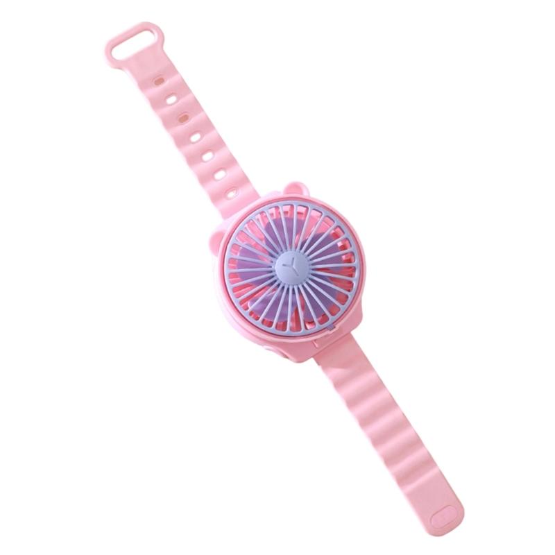 AM4 Battery Operated Powerful Watch Fan Portable Small Lightweight Cartoon Cooling Fan for Girl Kids Indoor Outdoor