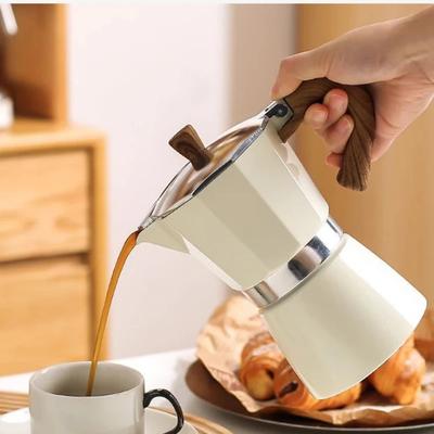 150ML Italienische Moka-Kanne für den Herd mit Aluminium-Druckventil für Espresso Cold Brew Langlebiges achteckiges Design