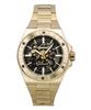 The Baller Gold Tone Stainless Steel Black Skeleton Dial Automatic I15001 Men's Watch