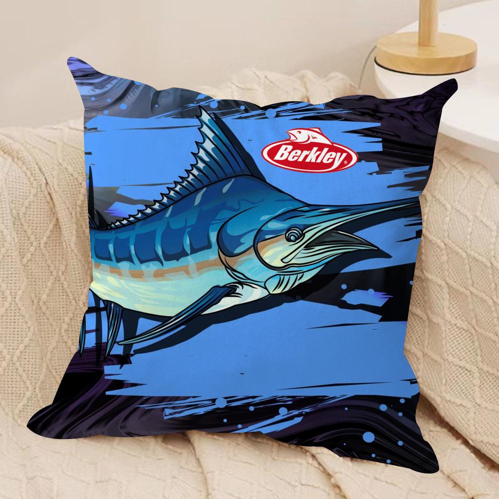 Popular Fishing B_Berkleys Cushion Cover Soft Plush Fabric Double-Sided Printed Sofa Cushion Cover for All Seasons Home Decor