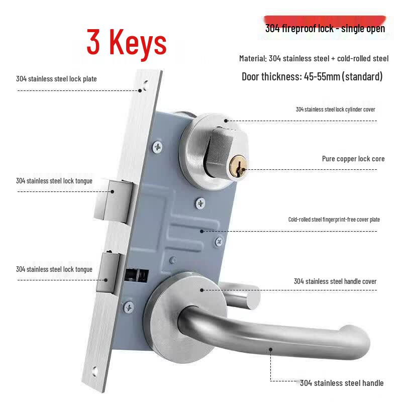 Aokewen 304 Stainless Steel Fireproof Door Lock