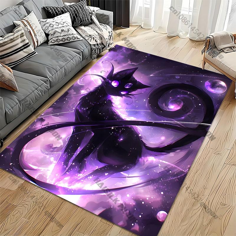 Mystical cosmic feline energy carpet Yoga living room room decor children's crawling mat doormat area rug games mat