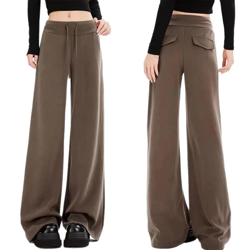 Yacel Original Thickened Autumn 2025 High Waist Slim Fit Wide Leg Casual Pants for Women