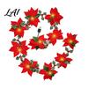 Small Room Decorative Lights Christmas Poinsettia String Lights 200/300cm Red Green Floral Garland Battery/USB USB Operated Festive Lamps