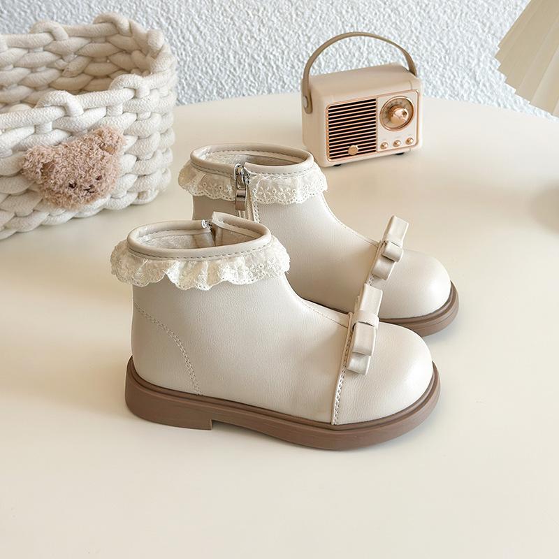 

Child Winter Boot Korean Version Child Flat Short Boots Girls Anti slip Snow Cotton Boots Child Autumn Boots 23 бежевий